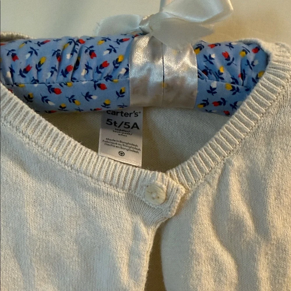 Carter's Cream Knit Button Up Cardigan 5T 100% cotton - Picture 3 of 8